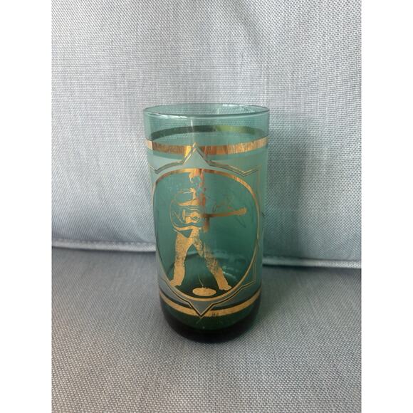 Vtg Elvis Presley Signature Green / Gold Beverage Cup Glass by Libby - Picture 2 of 3